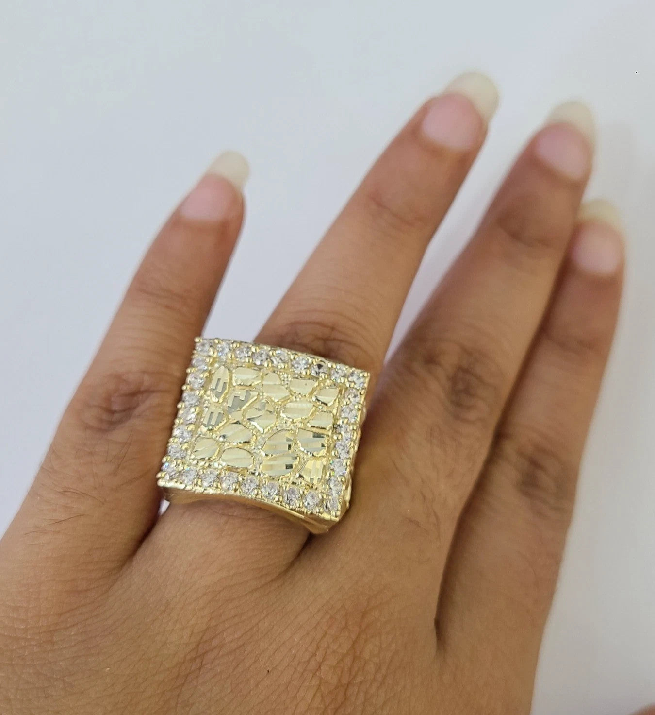 Real 10k Nugget Ring Yellow Gold Women Men Genuine 10Kt