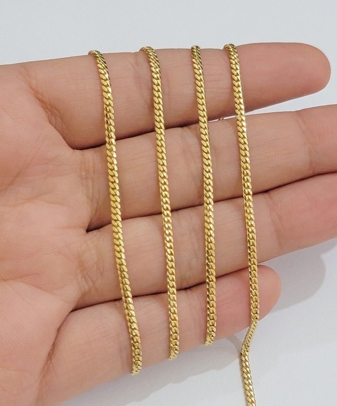 Real 18kt Yellow Gold Miami Cuban Chain Necklace 3mm 18 Inch Men Women SOLID NEW