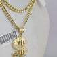 10k Gold Chain Dollar Pendant Set Miami Cuban Necklace 4mm 18"-26" Charm