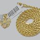 10k Gold Rope Chain Mom Heart Charm Pendant Set 16-28'' Inch 2.5mm Necklace REAL