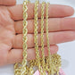 Real 14k Yellow Gold Rope Chain Necklace 2.5mm 3mm 4mm 5mm 18-26 Inch Men Women