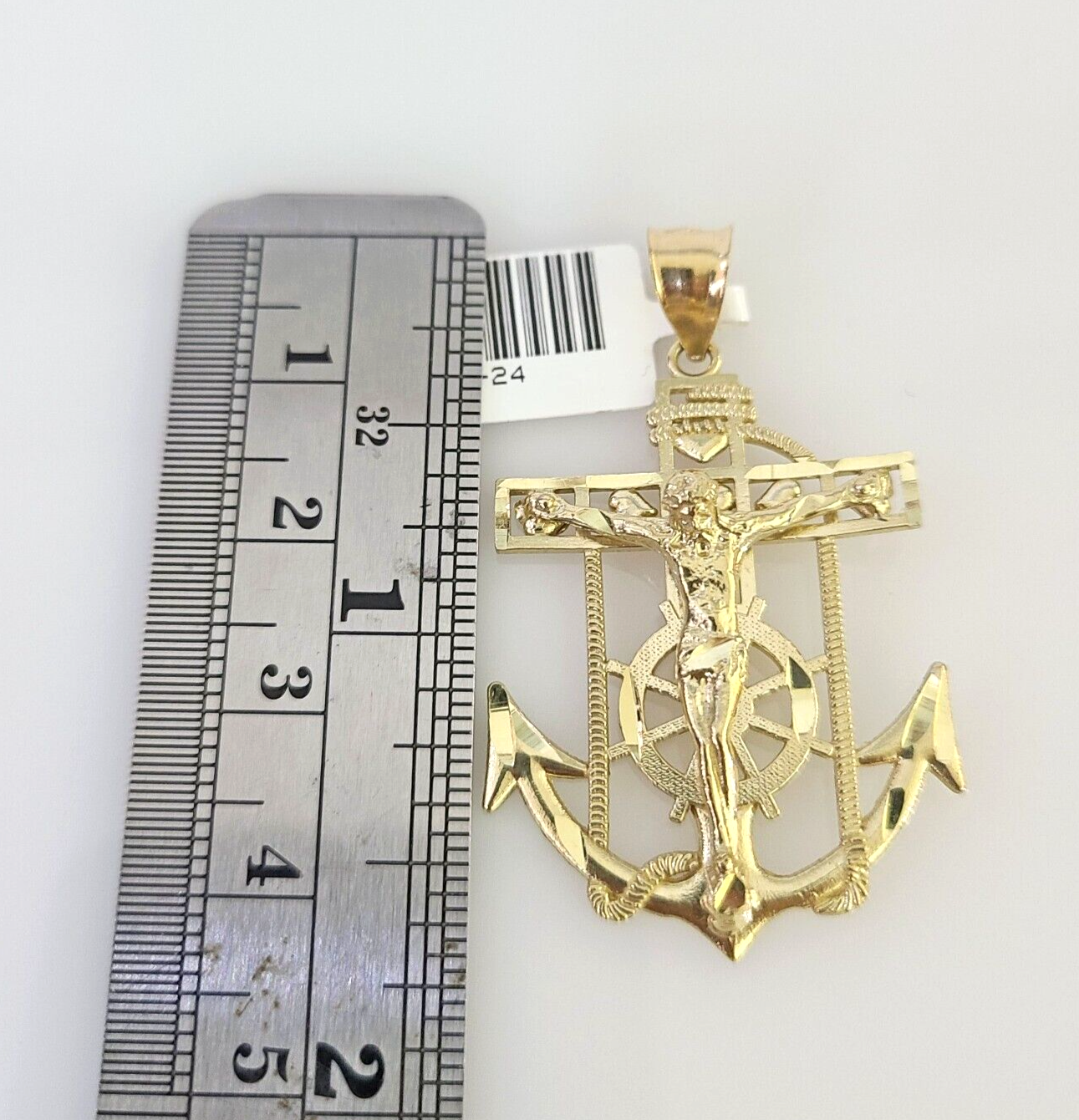 10k Yellow Gold Charm Jesus Anchor Pendant Real 10 KT Jesus crucifix