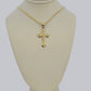 10k Yellow Gold Franco Chain Jesus Cross Charm Pendant 2mm 16-24 Inches Necklace