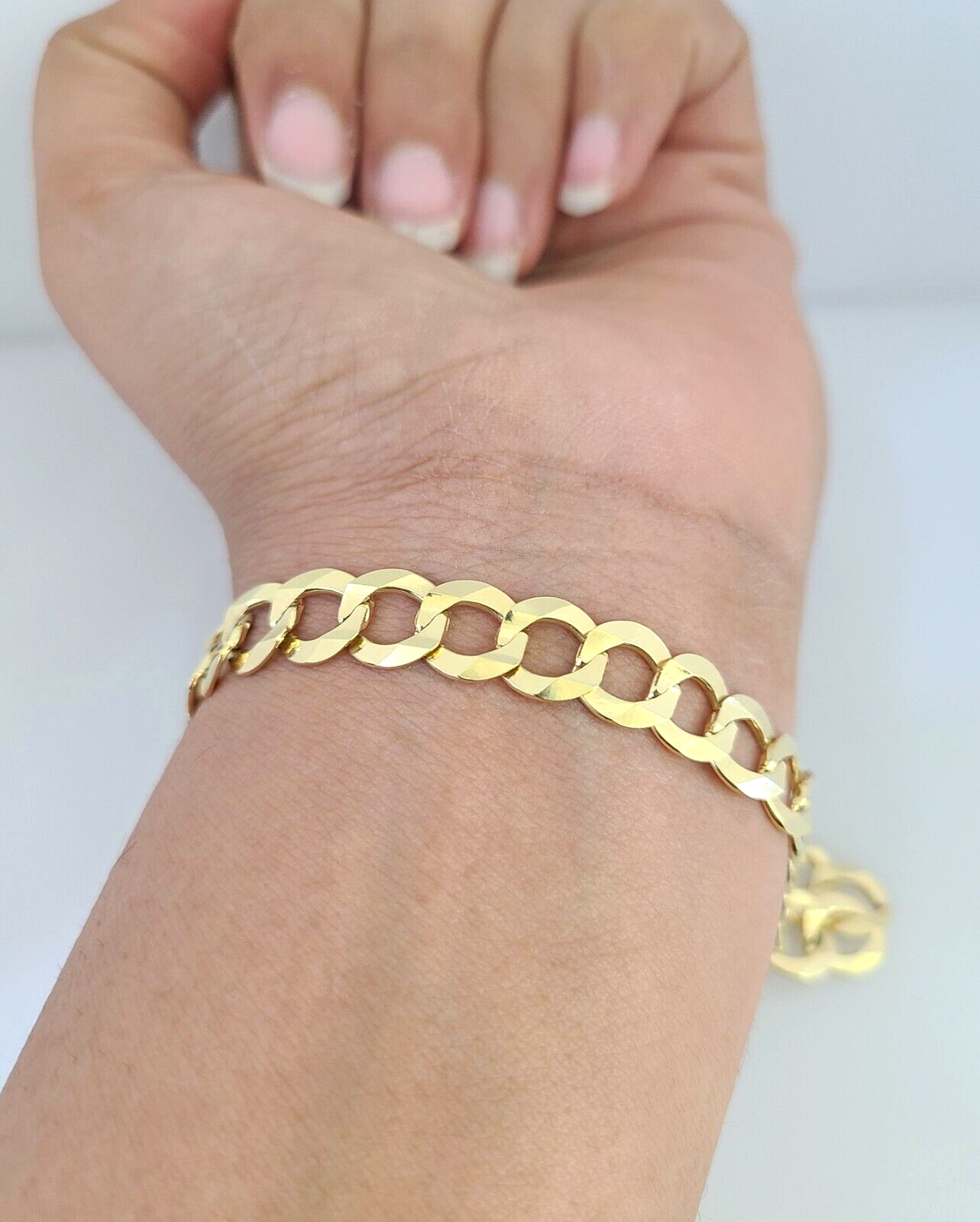 Real 14k Yellow Gold Cuban Curb Bracelet 8mm 9Inch Lobster Clasp 14KT New SALE