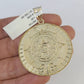 10k Gold Chain Mayan Calendar Pendant Set Miami Cuban link Necklace 5mm 20"-30"