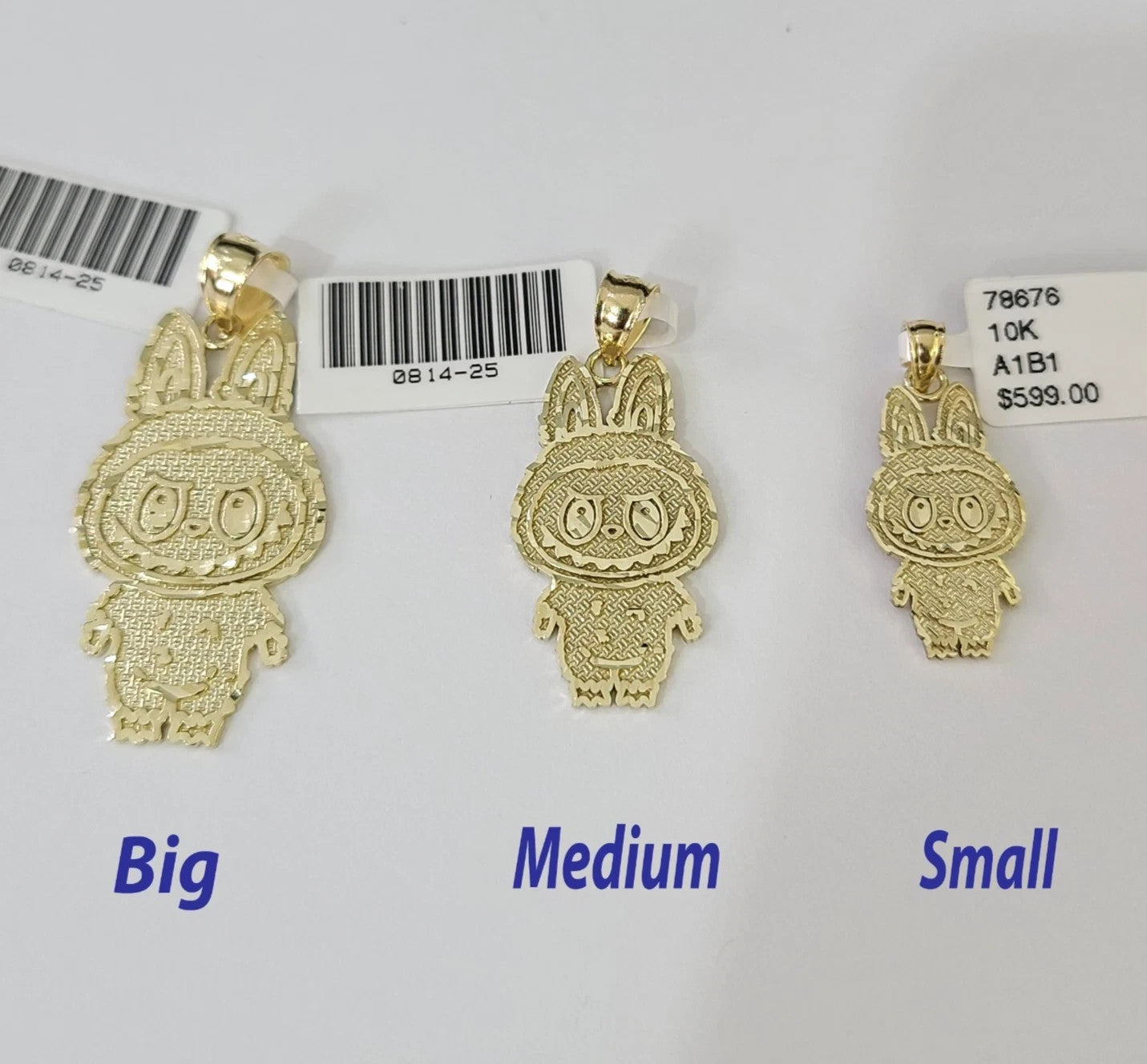 10k Cartoon Monster Charm Pendant Men Women 10kt Real Yellow Gold