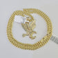 10k Gold Chain Eagle Pendant Set Miami Cuban link Necklace 5mm 20"-30" Charm