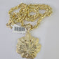 10k Yellow Gold Rope Chain Weed leaf Charm Pendant 18-30'' Inch 7mm  Necklace