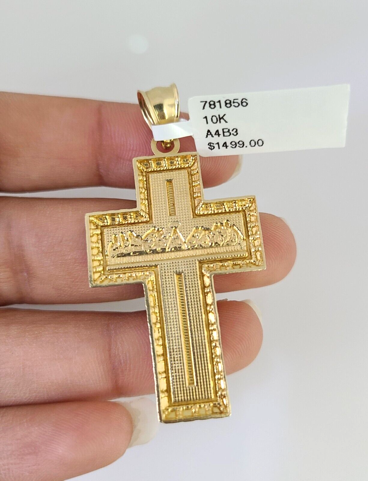 10k Gold Franco Chain Jesus Cross Charm Pendant 2.5mm 18-24 Inches Necklace