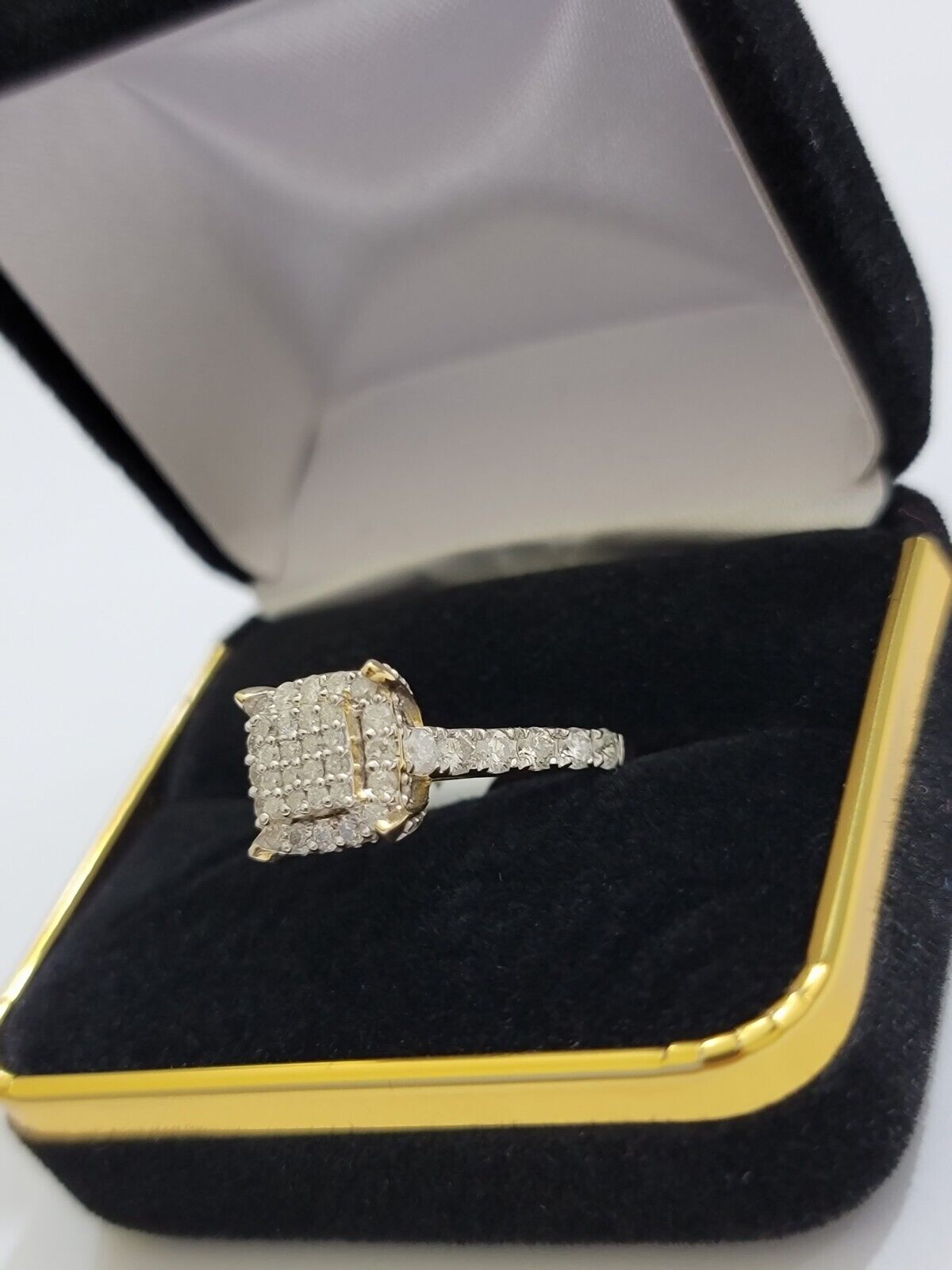 Real 10k Yellow Gold 1.35CT Diamond Ring Women Band Natural Genuine Wedding SALE