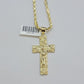 10kt Gold Milano Rope Chain Nugget Cross Charm Pendant Set 18-24'' Inch Necklace