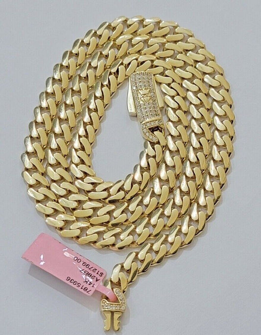 Real 14k Yellow Gold Monaco Chain Necklace 20" 22'' 24'' 26" Inch 7mm 14kt SALE