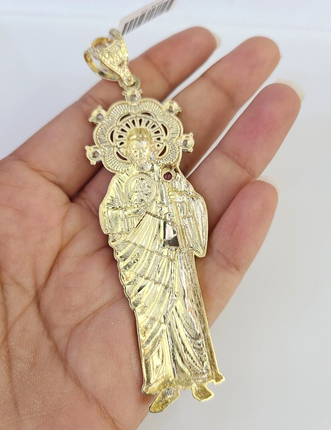 10k San Judas Charm Pendant Mens REAL 10Kt Saint Jude Yellow Gold