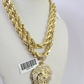10k Rope Chain Roaring Lion Charm Pendant Gold 18"-30'' Inch 7mm Necklace