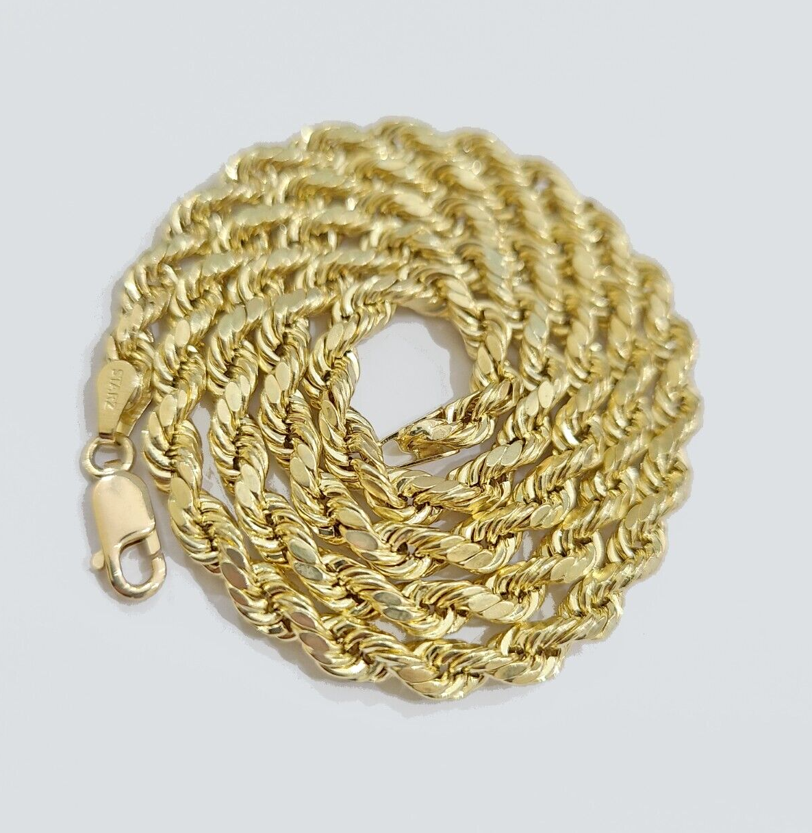 Real 14kt Gold Rope Chain 5mm 18-26 SOLID 14K Yellow Gold Necklace  Diamond cut