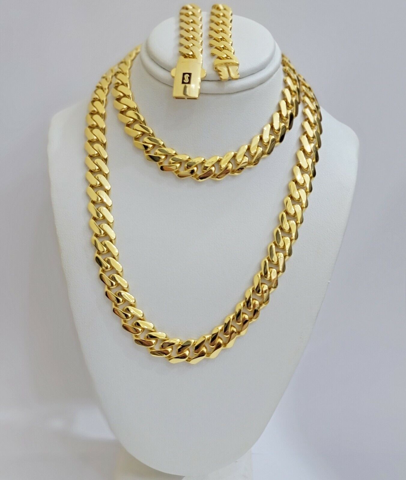 Real 10k Gold Chain Monaco Necklace Cuban Royal Link 8.5 Mm 22" Inch Plain ,10KT