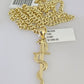 10k Gold Chain Snake Cross Pendant Set Miami Cuban Necklace 4mm 18"-26" Charm