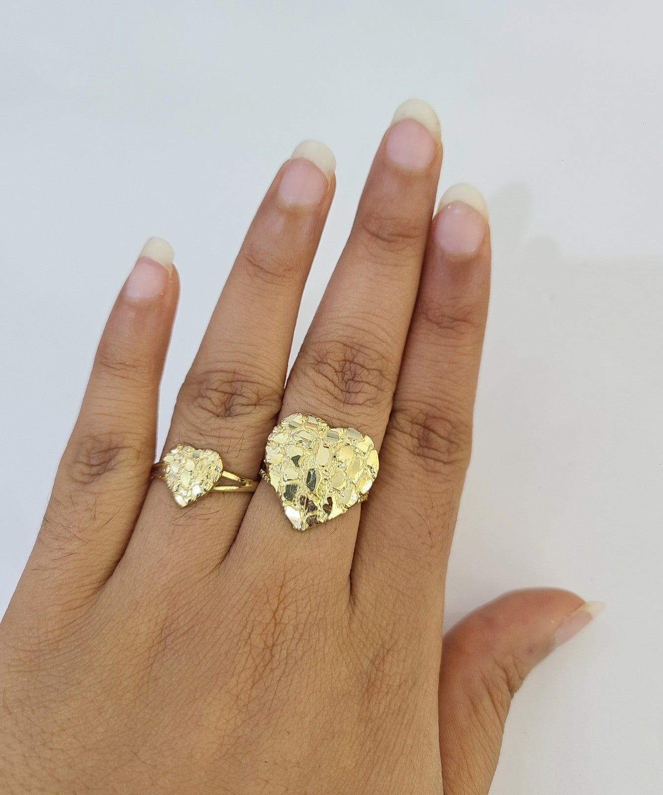 10k Nugget Heart Ring Yellow Gold Women Men Real Genuine Size 6 7 8 9 10 11 & 12