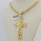 10kt Yellow Gold Franco Chain Necklace Nugget Cross Charm Pendant 5mm 20-26 Inch