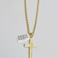 10k Gold Rope Chain Cross Charm Pendant Set 18"-28" inch 3mm Necklace, REAL 10KT