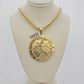 10k Yellow Gold Franco Chain Necklace World Map Charm Pendant 5mm 20-26'' Inches