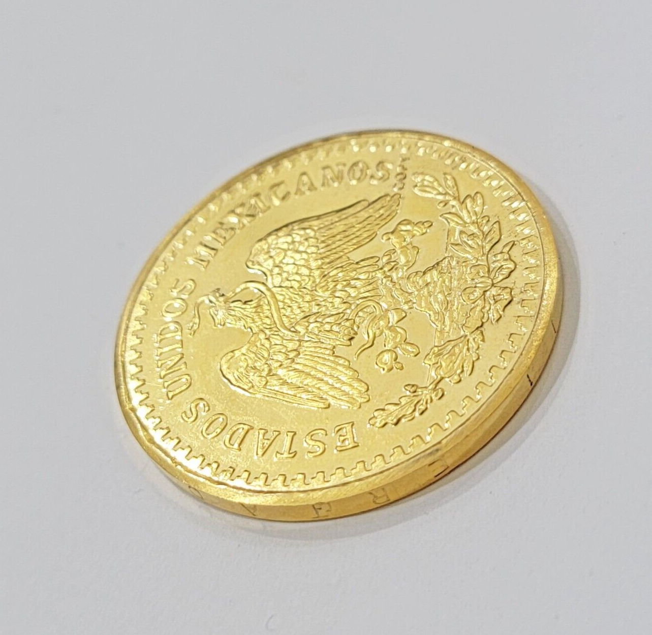 Mexico Gold 50 Pesos 1821 1947 Date Copy Coin SOLID 14k Gold Charm Centenario