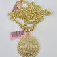 Real 14k Gold Chain Mayan Calendar Set 14kt Miami Cuban Link Chain 5mm Charm