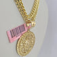 Real 14k Gold Chain Mayan Calendar Set 14kt Miami Cuban Link Chain 5mm Charm