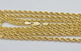 Real 18k Yellow Gold Rope Chain Necklace 3mm 24 Inches Men Women SOLID HEAVY NEW