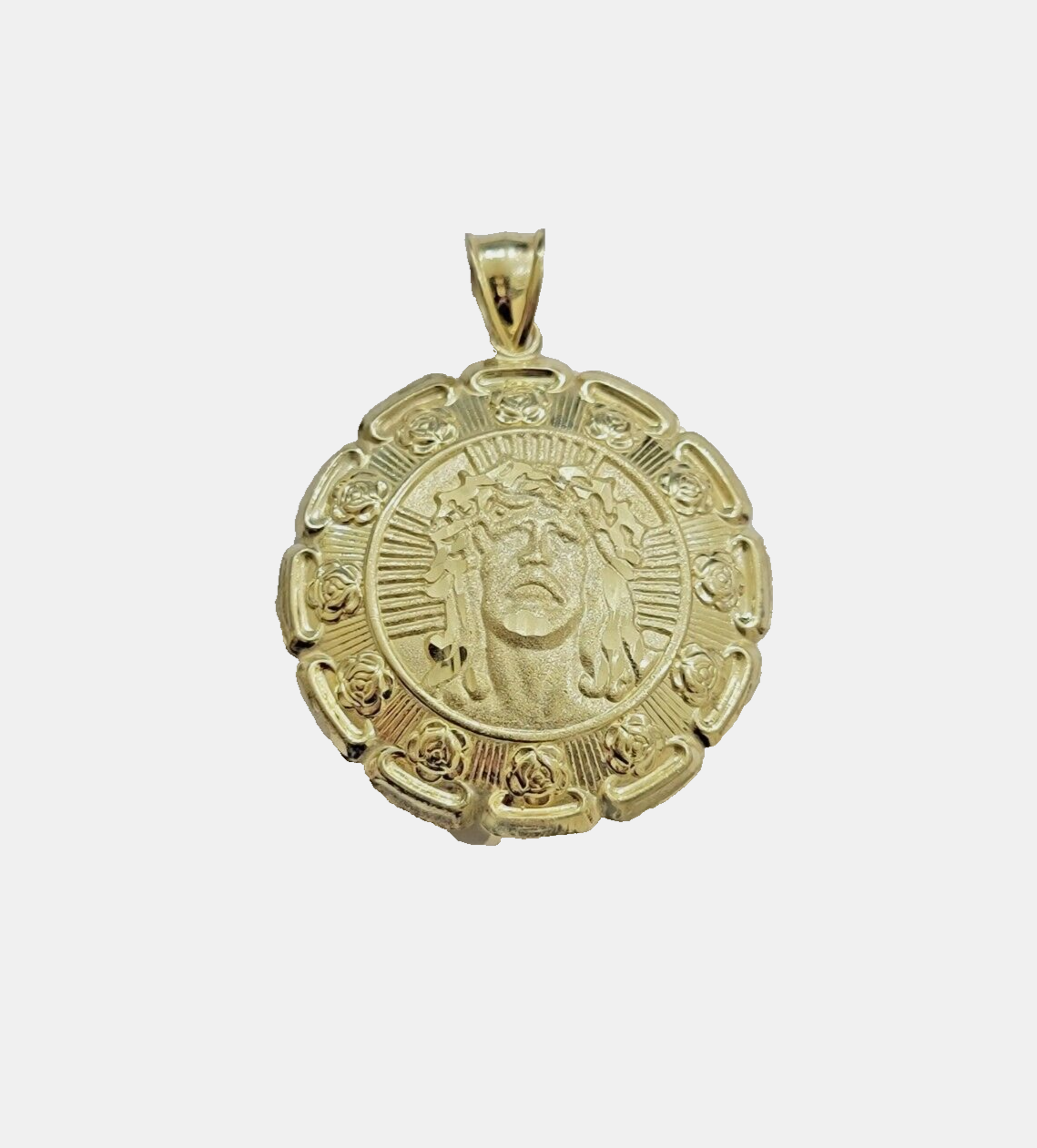 Real 10k Jesus Virgin Mary Charm Pendant Yellow Gold 1.8 Inch Chain Necklace New