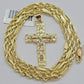 10kt Gold Milano Rope Chain Cross Charm Pendant Set 18-24 Inch 3mm Necklace REAL