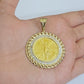 10k Gold Mexican Centenario Copy Coin Charm 50 Pesos Bezel 10kt Pendant Replica