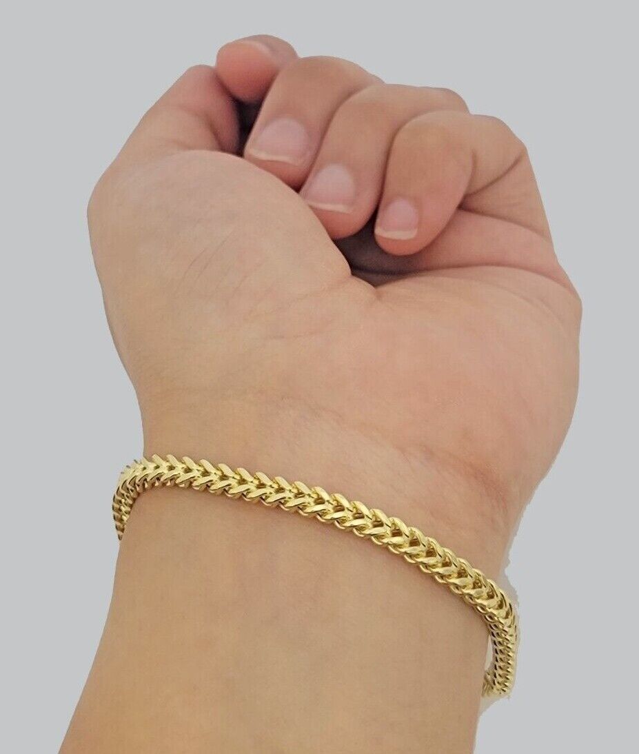 Real 10k Yellow Gold Bracelet Franco 8 Inch 4mm 5mm 6mm 10kt Mens BRAND NEW SALE