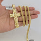 10kt Yellow Gold Franco Chain Necklace Nugget Cross Charm Pendant 5mm 20-26 Inch