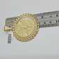 1947 Mexican Centenario Coin Charm Pendant Replica 50 Pesos With Bezel 10kt Gold