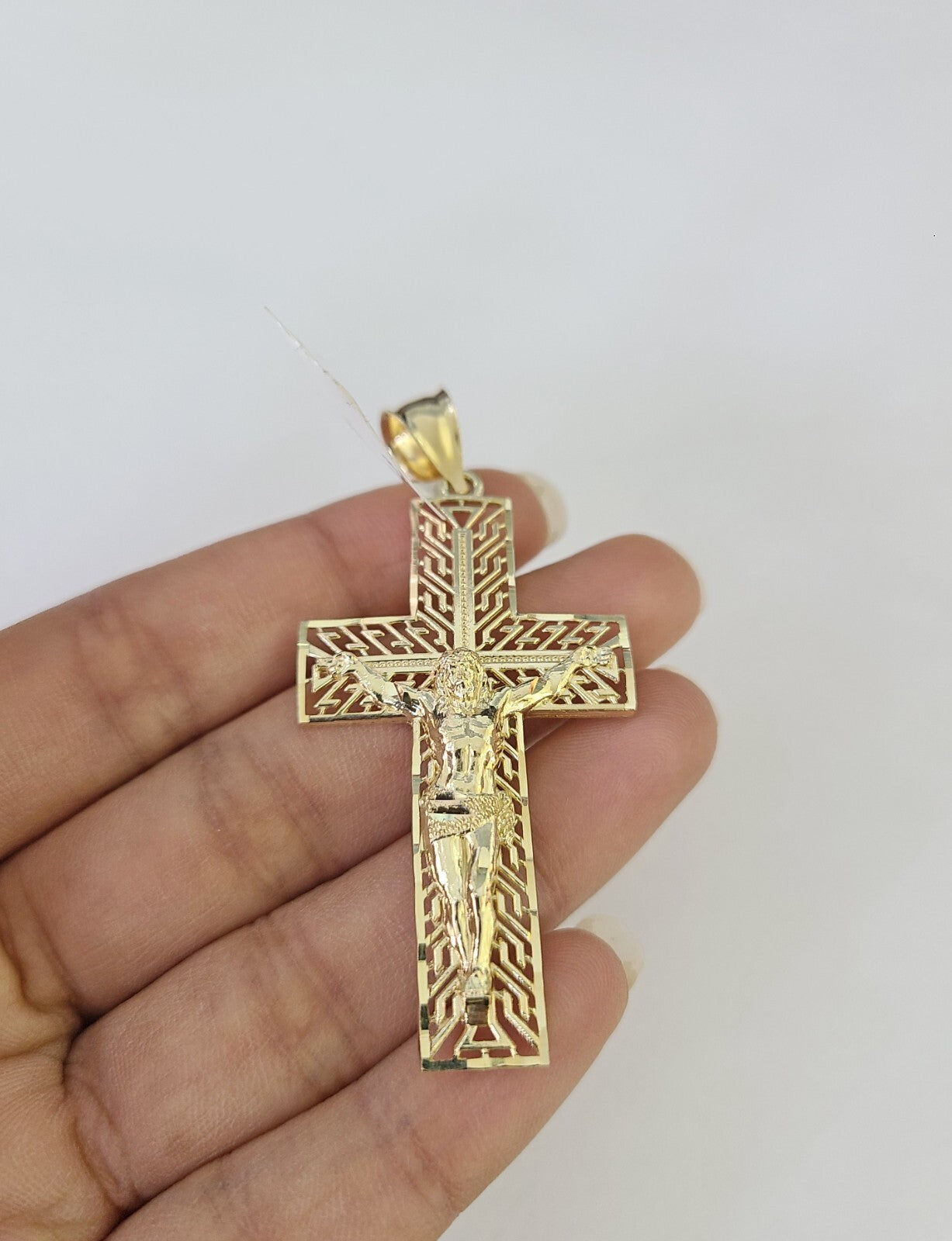 10k Jesus Cross Charm Pendant Religious REAL 10Kt Yellow Gold Genuine Crucifix