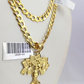 10k Gold Chain Necklace Money Tree Pendant Set Cuban Curb 5mm 20"-28" Charm