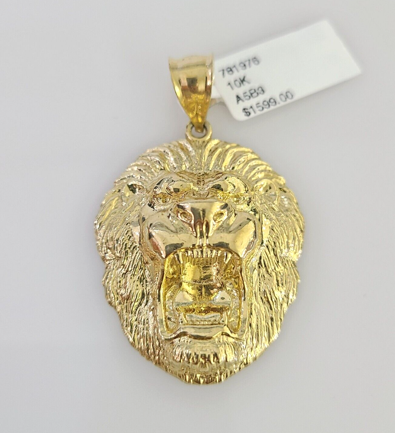 10k Roaring Lion Charm Pendant Mens REAL 10Kt Lion Head Yellow Gold