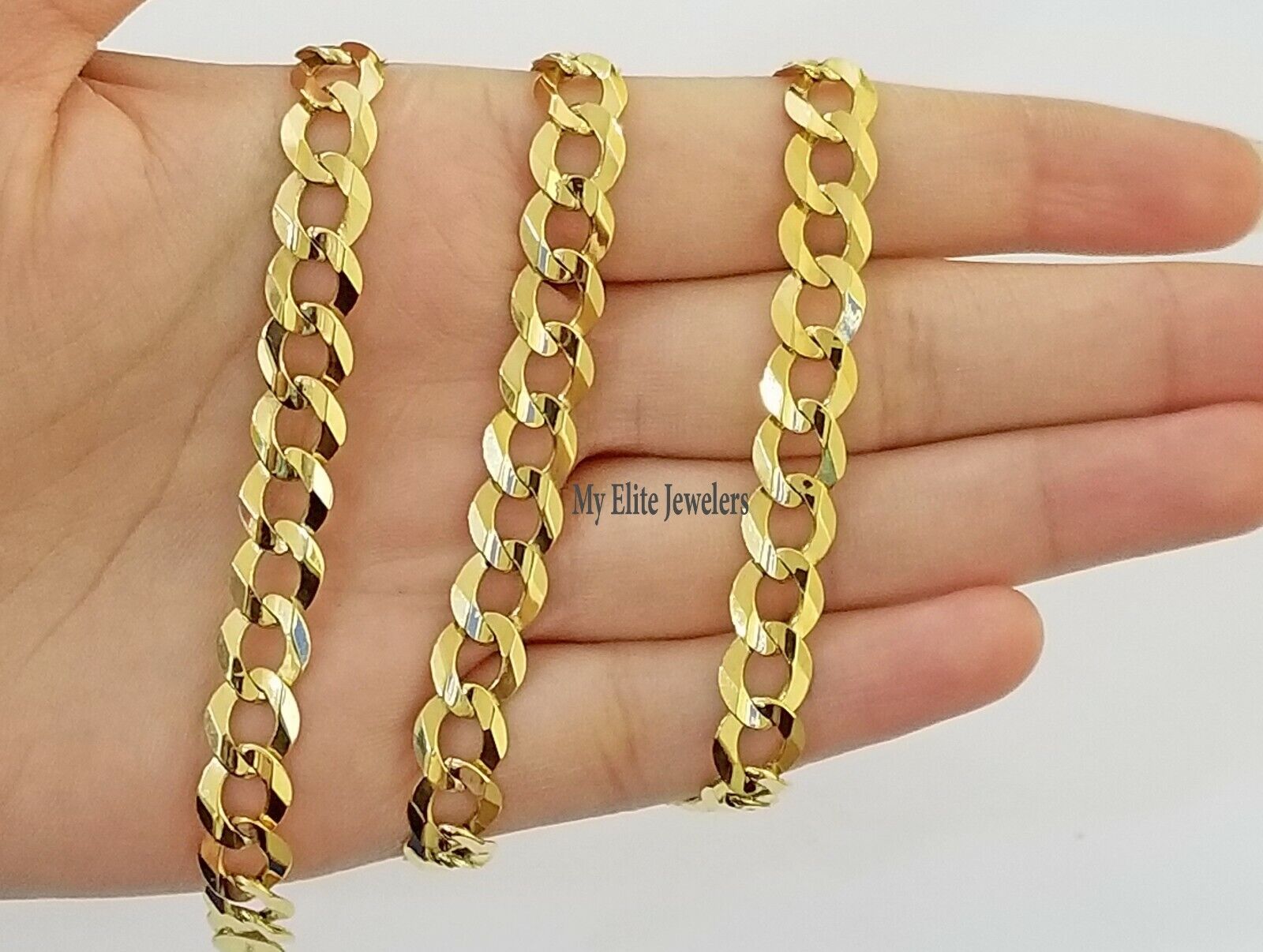 Solid 14k Yellow Gold Cuban Curb Link Chain 9mm Necklace 22