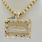 10kt Gold Box Byzantine Necklace Last Supper Charm Pendant 6mm Chain 26'' Inches