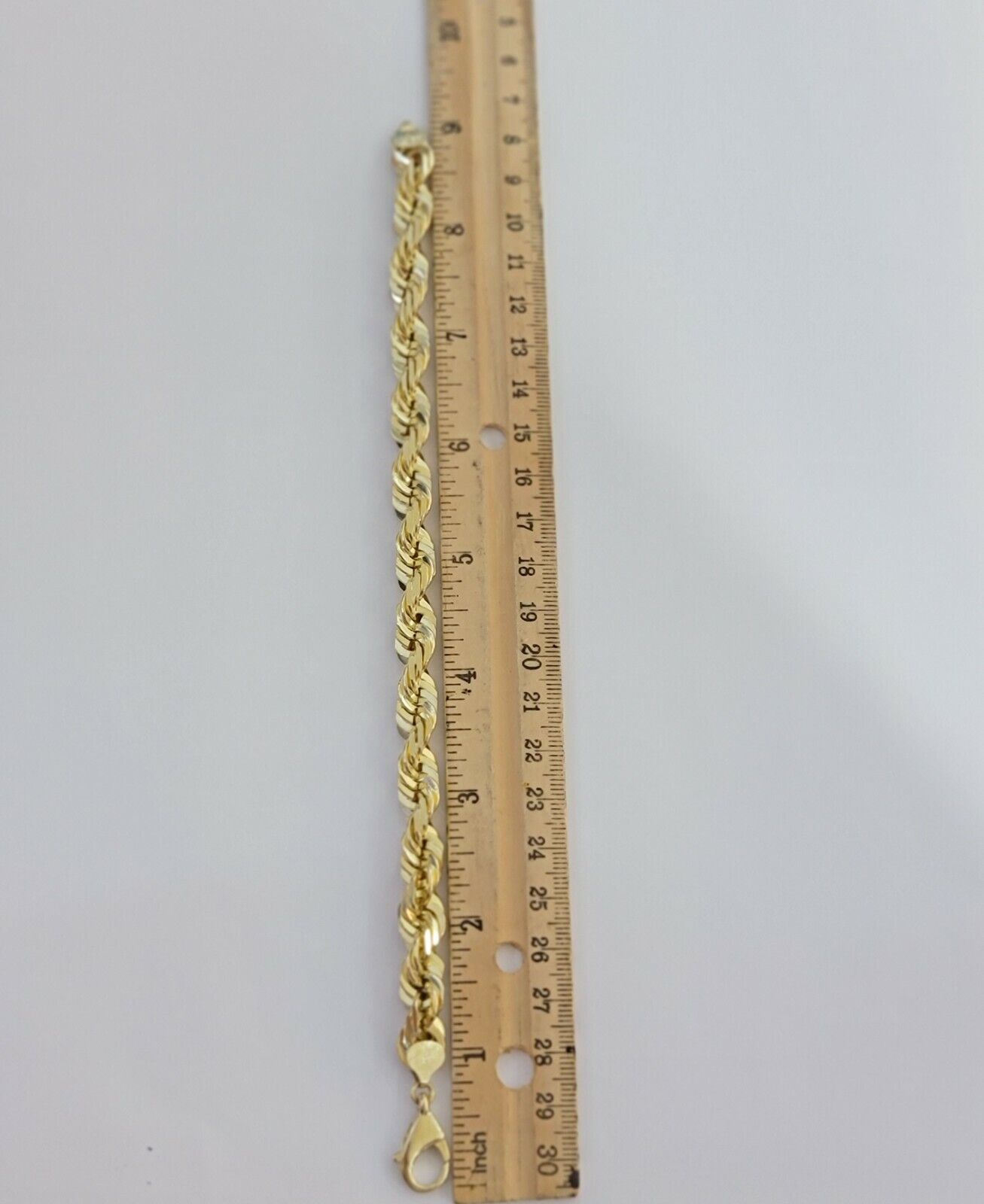 10mm 10k Yellow Gold Rope Mens Bracelet 7.5