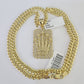 10k Gold Chain Crown Pendant Set Miami Cuban link Necklace 5mm 20"-30" Charm