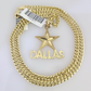 10k Gold Chain Dallas Star Pendant Set Miami Cuban Necklace 4mm 18"-26" Charm