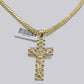 Real 10k Gold Cross pendant Franco chain SET 3mm Necklace & Jesus Charm Men's