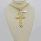 10k Yellow Gold Franco Chain Jesus Cross Charm Pendant 5mm 20-26 Inches Necklace