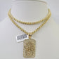 Real 10k Gold Chain Byzantine Necklace Crown Charm Pendant SET  18"-30 Inch 3mm