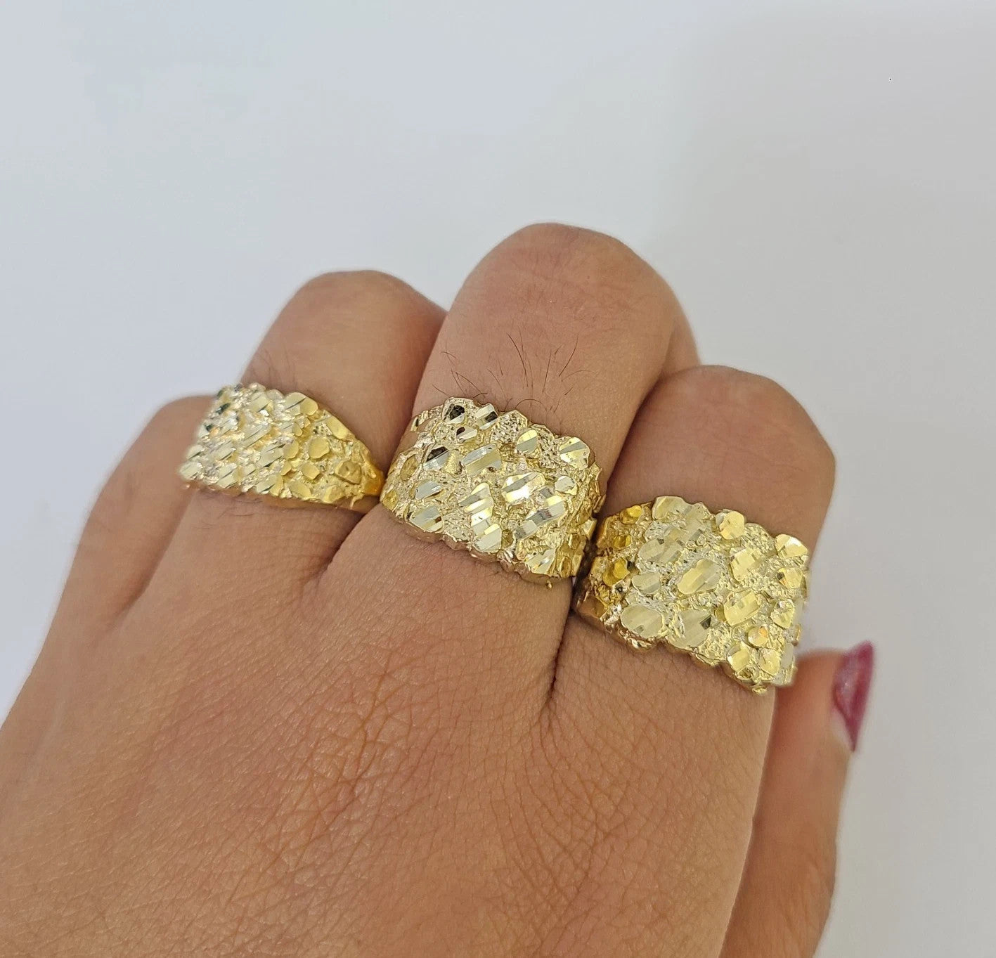 10k Nugget Ring Yellow Gold Women Men Real Genuine Size 6 7 8 9 10 11 & 12