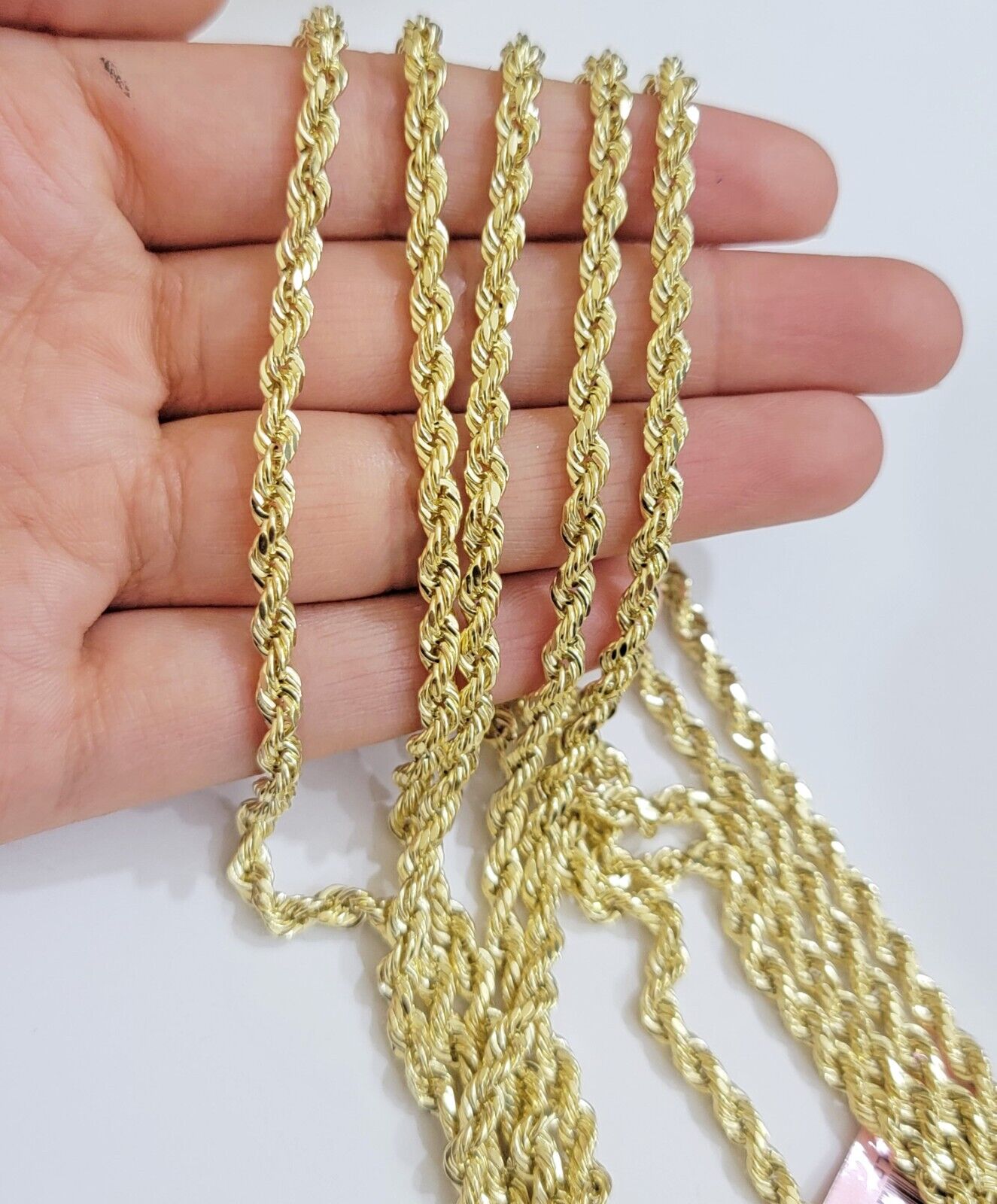 Real 14k Gold Rope Chain Necklace 4mm 18 - 26 Inch Diamond cuts 10kt  Men Women