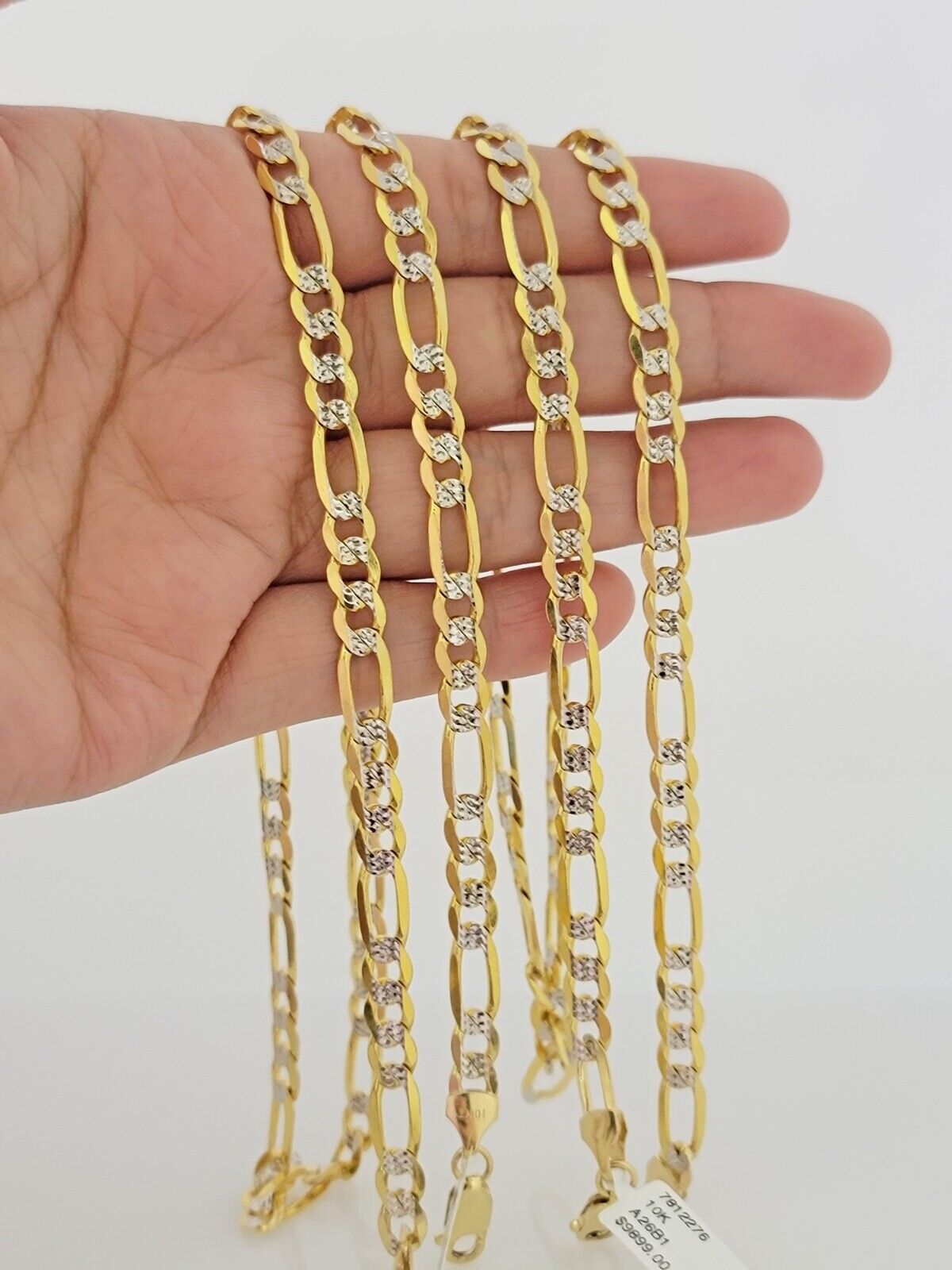 Real 10k Solid Gold Chain Figaro Link Necklace 6mm Men Women 18"-30" Inches 10kt