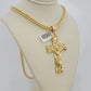 10kt Yellow Gold Franco Chain Necklace Nugget Cross Charm Pendant 5mm 20-26 Inch